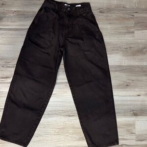 Uniqlo Chocolate Brown Pleated Cotton Pants